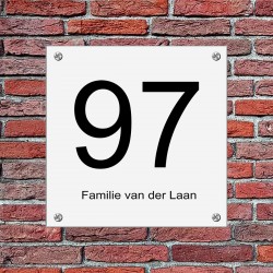 Naambordje voordeur vierkant aluminium dibond, naambordjes, huisnummerbordje, MODEL D105