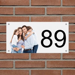 Aluminium dibond huisnummerbord met foto 15x30cm model 3025