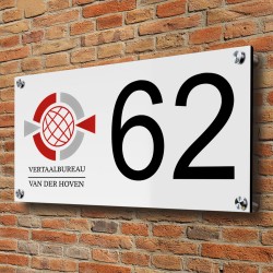 Aluminium dibond deur naambord met logo 15x30cm met afstandhouders model 3027