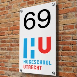 Aluminium dibond naambordje met logo 15x30cm met afstandhouders model 3028