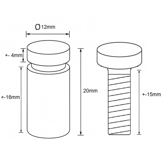 4 stuks 12x20 mm wit kleur ophangsysteem afstandhouders