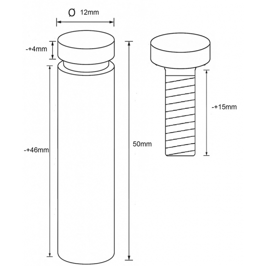 2 stuks 12x50 mm goud kleur ophangsysteem afstandhouders