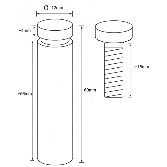 2 stuks 12x60 mm zwart kleur ophangsysteem afstandhouders