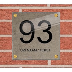 Naamborden vierkant plexiglas, naambordje huis, huisnummerbord, model 1102
