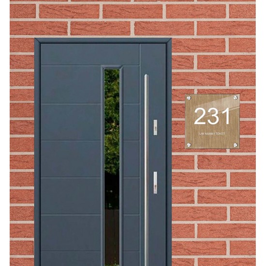 Huis naambordje vierkant plexiglas, huisnummerbordje, huisnummer bordje, model 1109