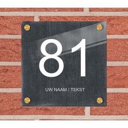 Deur naambord vierkant plexiglas, naambordje huis, huisnummerbord, model 1110