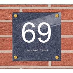 Plexiglas naambord vierkant, huisnummerbord, naambordje, model 1116