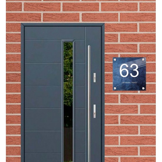 Naambordje voordeur vierkant plexiglas, naam bordjes, model 1118