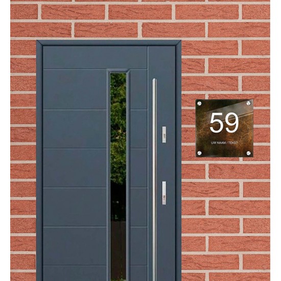 Huisnummer bordje vierkant plexiglas, huisnummerbord, naambordje, model 1121