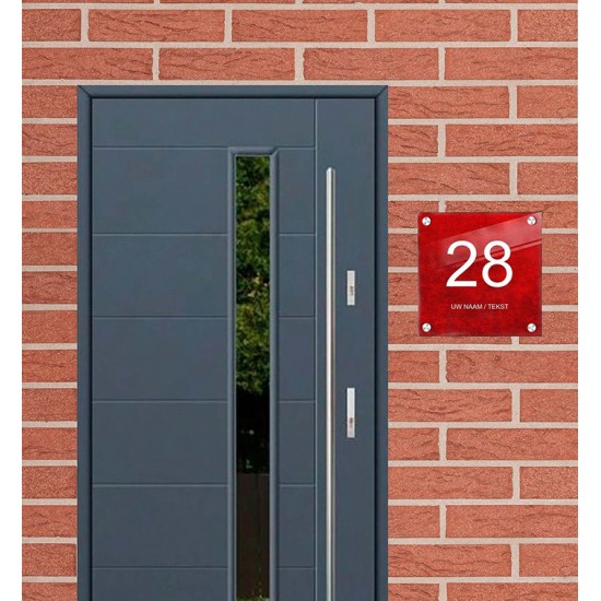 Huisnummerbord vierkant plexiglas, naambordje voordeur, naambordjes, model 1123
