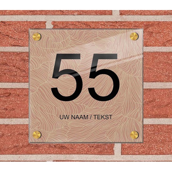 Huis naambordje vierkant plexiglas, huisnummerbordje, huisnummer bordje, model 1134