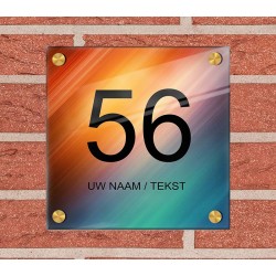 Unieke naambordjes voordeur plexiglas, huisnummerbord met naam, naamplaat voordeur, model 1153