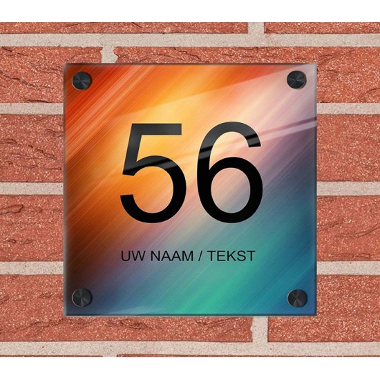Unieke naambordjes voordeur plexiglas, huisnummerbord met naam, naamplaat voordeur, model 1153