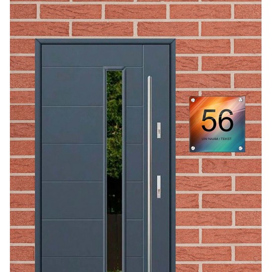 Unieke naambordjes voordeur plexiglas, huisnummerbord met naam, naamplaat voordeur, model 1153