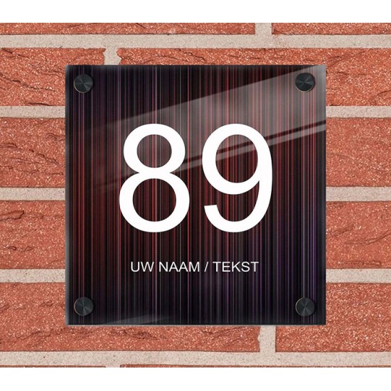 Huisnummerbord met naam plexiglas, huisnummerbordje, huisnummer bordje, model 1155