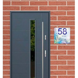 Huisnummer bordje plexiglas bladmuziek design, huisnummerbord, naambordje