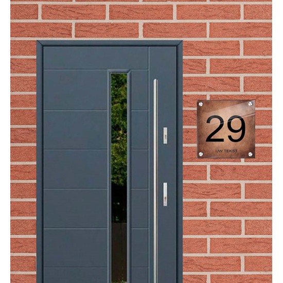Naambordje met huisnummer plexiglas, huisnummerbordje, huisnummer bordje, model 1059