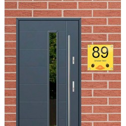 Huisnummerbord plexiglas eendje design, naambordje voordeur, naambordjes