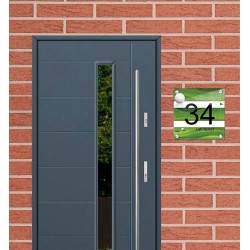 Huisnummerbord met naam plexiglas golf design, naambordje huis, naambordje voordeur,