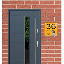 Huis naambordje plexiglas hond design, naambordje voordeur, naambordjes