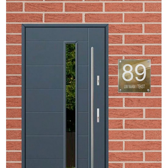 Naambordje voordeur vierkant plexiglas, naambordjes, huisnummerbordje, model 1024