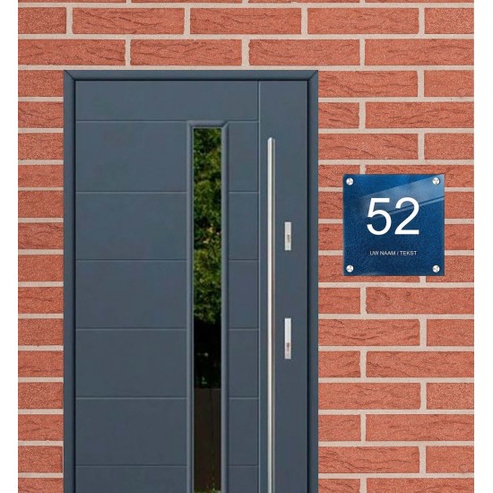 Huisnummerbordje vierkant plexiglas, huisnummer bordje, naambordje huis, model 1120
