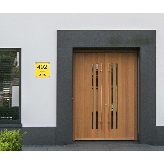 Huisnummer naambordje plexiglas Pikachu design, naambordje voordeur, naambordjes