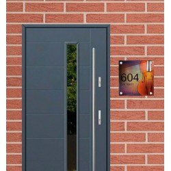 Naambordje huis plexiglas viool design, huisnummerbord
