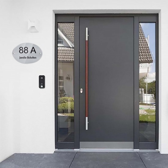 Naamplaat voordeur ovaal 14 x 20 cm plexiglas, huisnummerbordje, huisnummer bordje model 2505