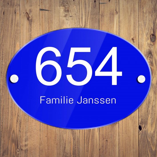 Naambord huisnummer ovaal 14 x 20 cm plexiglas, naambord, naamplaatje, model 2513