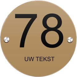 Unieke naambordjes voordeur 150mm rond plexiglas, huisnummerbordje, model 2012