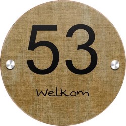 Naambord huisnummer 150mm rond plexiglas, naambordje huis, huisnummerbord, model 2022