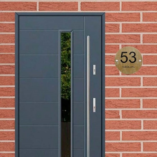 Naambord huisnummer 150mm rond plexiglas, naambordje huis, huisnummerbord, model 2022