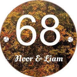 Naamplaatje deur 150mm rond plexiglas, naambordje huis, huisnummerbord, model 2027