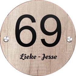 Naambordje voordeur 150mm rond plexiglas, naambord huisnummer, naambordje voordeur, model 2029