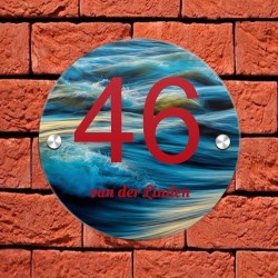 Huisnummerbord 150mm rond plexiglas, naambordje voordeur, naambordjes, model 2034