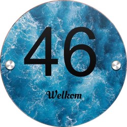 Unieke naambordjes voordeur 150mm rond plexiglas, naambordjes, huisnummerbordje, model 2040