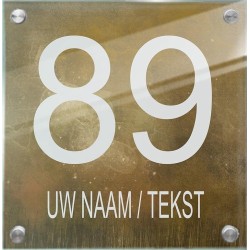 Naambordje voordeur vierkant plexiglas, naambordjes, huisnummerbordje, model 1024