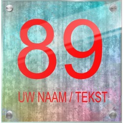 Naambordje huis vierkant plexiglas, naamplaatje, naamborden, model 1026