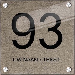 Naamborden vierkant plexiglas, naambordje huis, huisnummerbord, model 1102