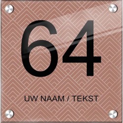 Unieke naambordjes voordeur vierkant plexiglas,  naam bordjes model 1103