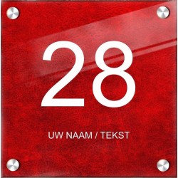 Huisnummerbord vierkant plexiglas, naambordje voordeur, naambordjes, model 1123