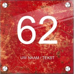 Naam bordjes vierkant plexiglas, huisnummerbordje, huisnummer bordje, model 1129