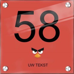 Angry Birds achtergrond huisnummer bord met naam, foto ontwerpen 