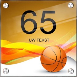 Huisnummerbordje plexiglas basketbal design, naambordjes, huisnummer bordje