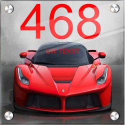 Naambordje plexiglas Ferrari auto design, huisnummerbordje, huisnummer bordje