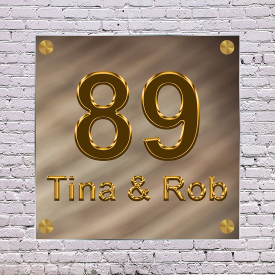 Plexiglas huisnummerbordje met goud letters model goud1011